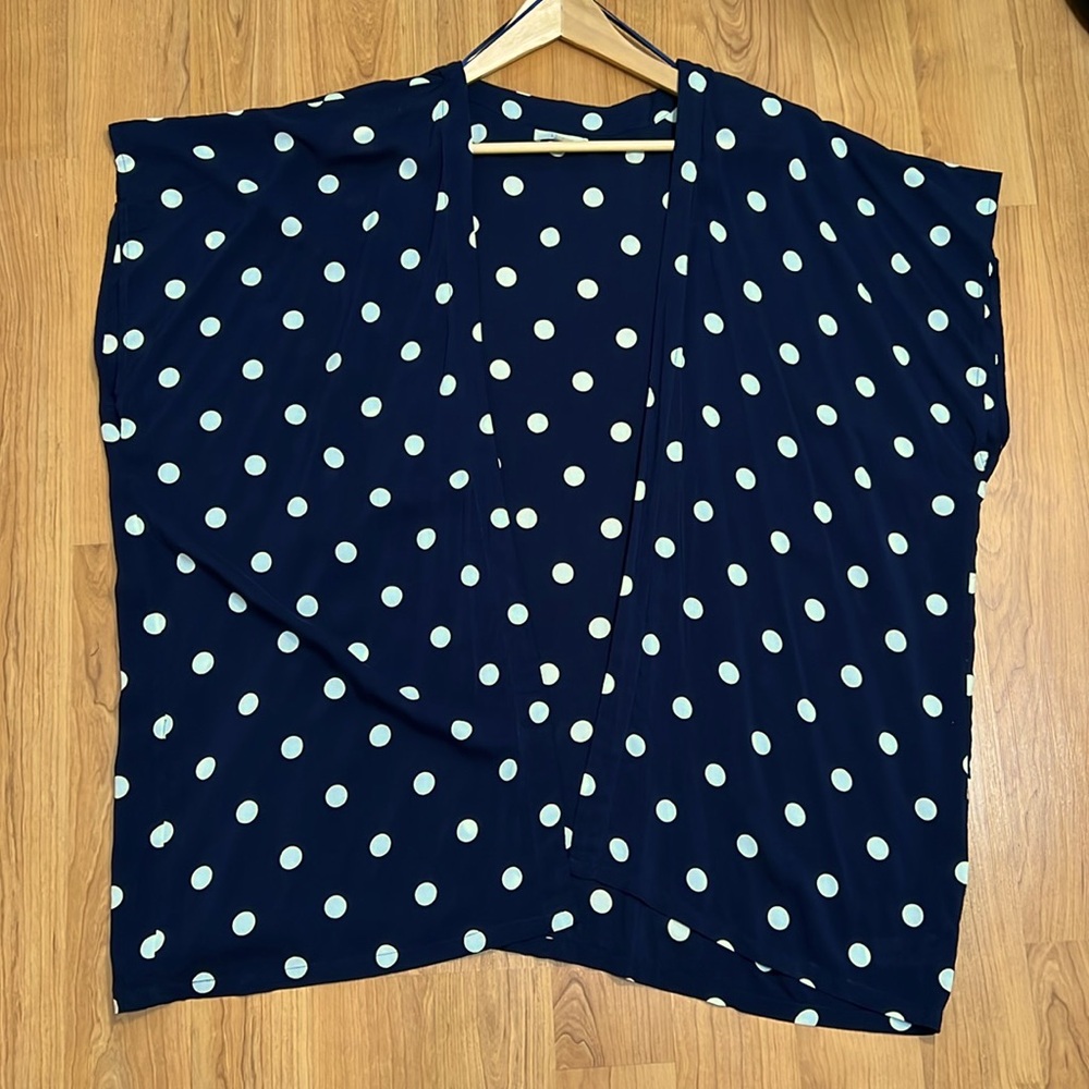 NWOT LOFT dark blue polka dot kimono coverup cardigan - Picture 6 of 7